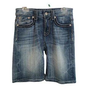 Miss Me Boyfriend Bermuda Denim  Med Wash Shorts Ladies 26